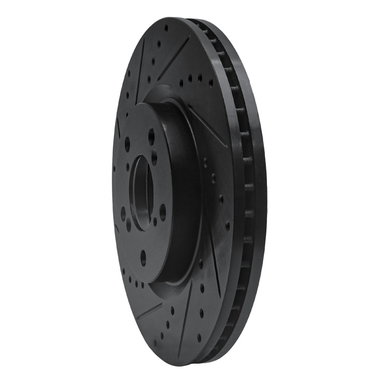 Acura TL Brake Rotor (1) - Front Left - R1 Concepts - Drilled & Slotted - Black - `09-`14